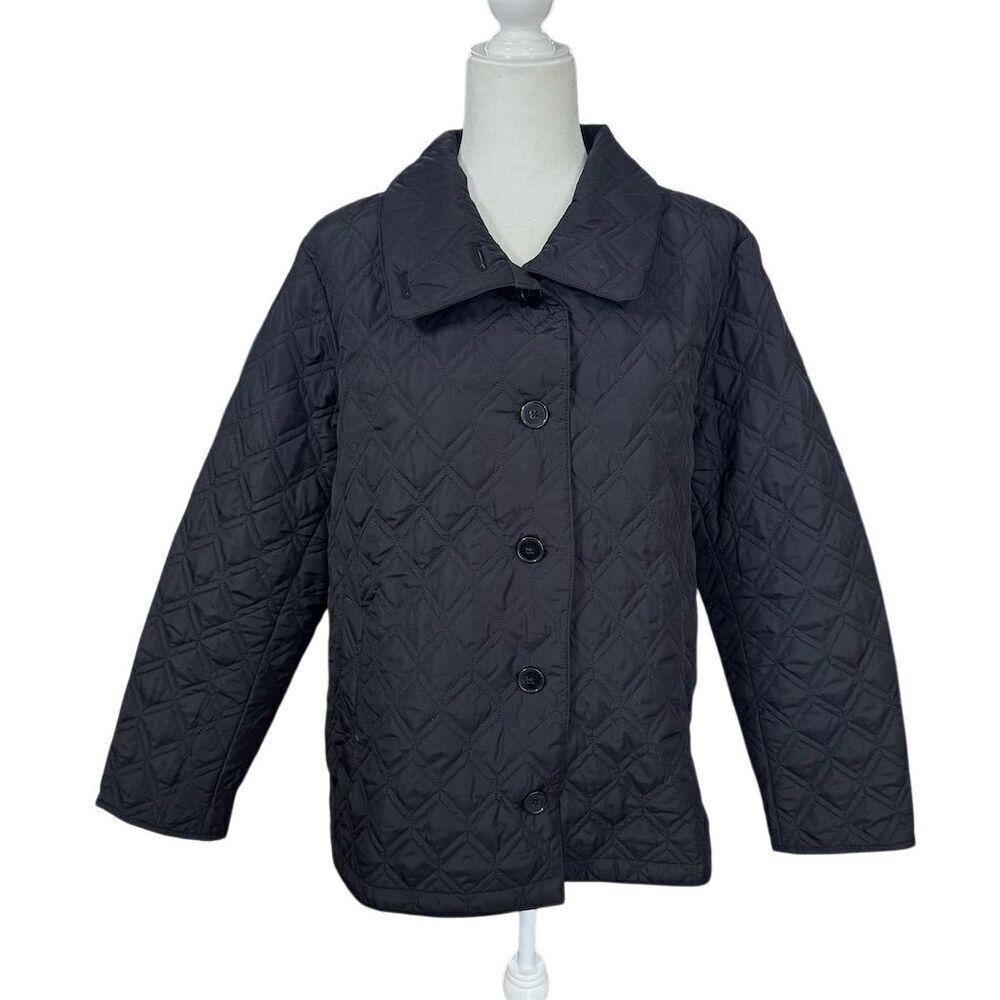 Lands' End Primaloft Ultralight Quilted Jacket Black Size Large Petite (14-16)